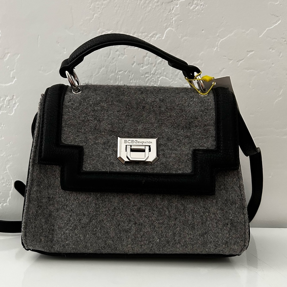 NWT BCBG Generation heather grey and black handbag